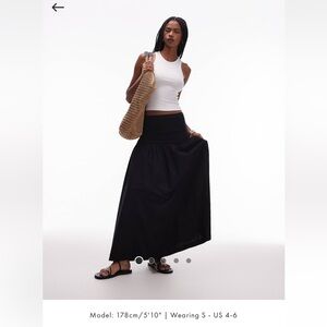 Topshop Poplin Mix Maxi Skirt in Black